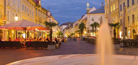 Klagenfurt Fußgängerzone am Abend © Kärnten Werbung, Franz Gerdl